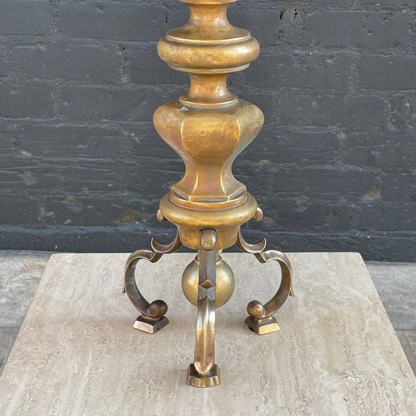 Vintage Sculpted Brass Tripod Table Lamp, c.1960’s