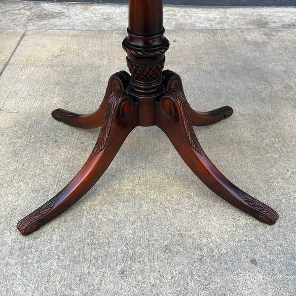 Pair of American Antique Mahogany Side Tables with Gilt-Tooled Burgundy Red Leather Top, c.1950’s