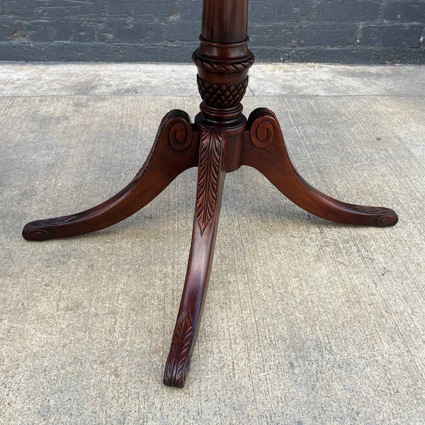Pair of American Antique Mahogany Side Tables with Gilt-Tooled Burgundy Red Leather Top, c.1950’s