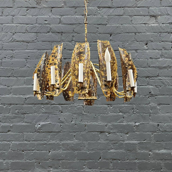 Mid-Century Modern Brutalist Brass Chandelier, c.1960’s
