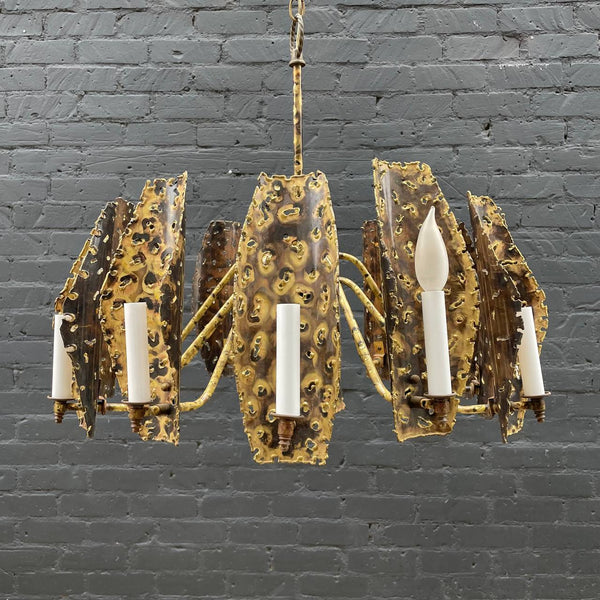 Mid-Century Modern Brutalist Brass Chandelier, c.1960’s