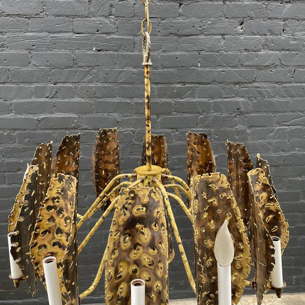 Mid-Century Modern Brutalist Brass Chandelier, c.1960’s