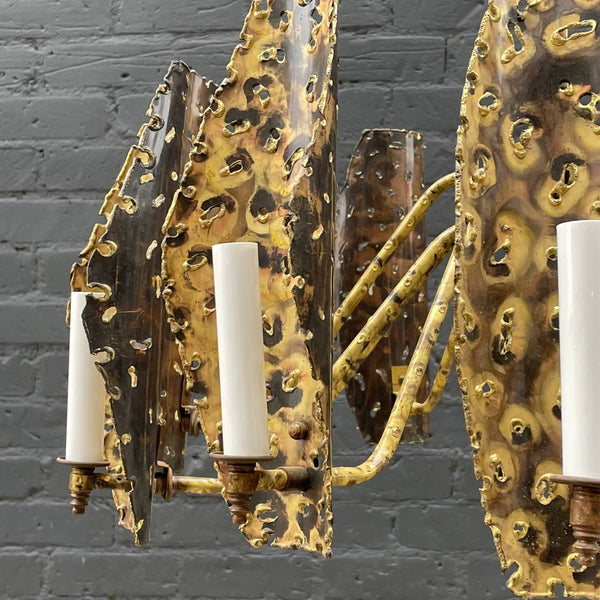 Mid-Century Modern Brutalist Brass Chandelier, c.1960’s