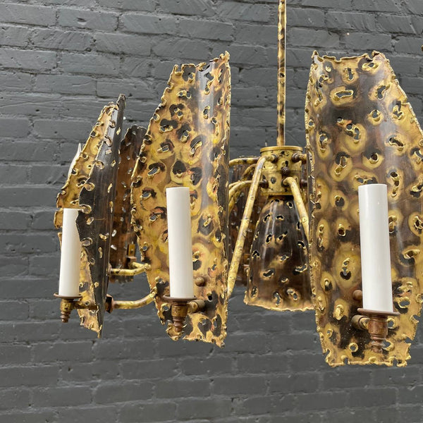 Mid-Century Modern Brutalist Brass Chandelier, c.1960’s