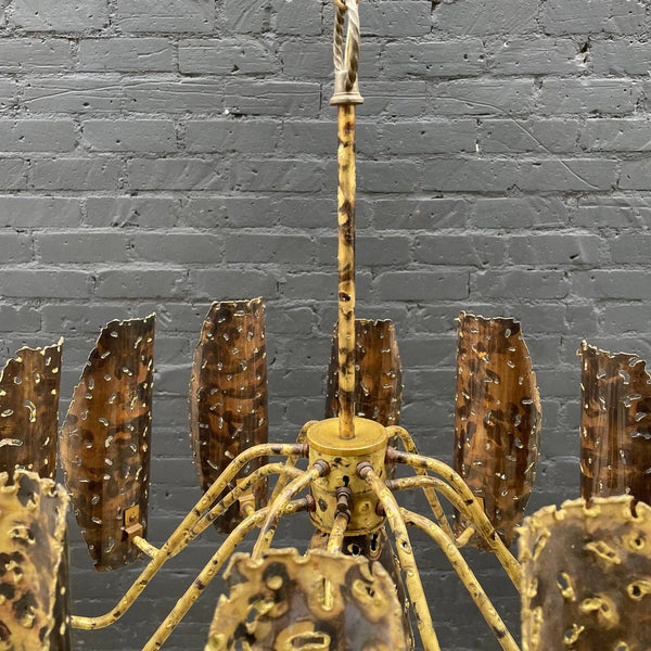 Mid-Century Modern Brutalist Brass Chandelier, c.1960’s