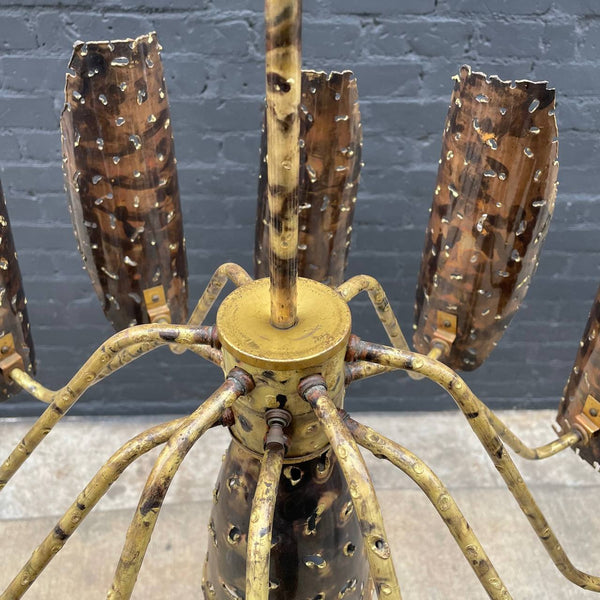 Mid-Century Modern Brutalist Brass Chandelier, c.1960’s