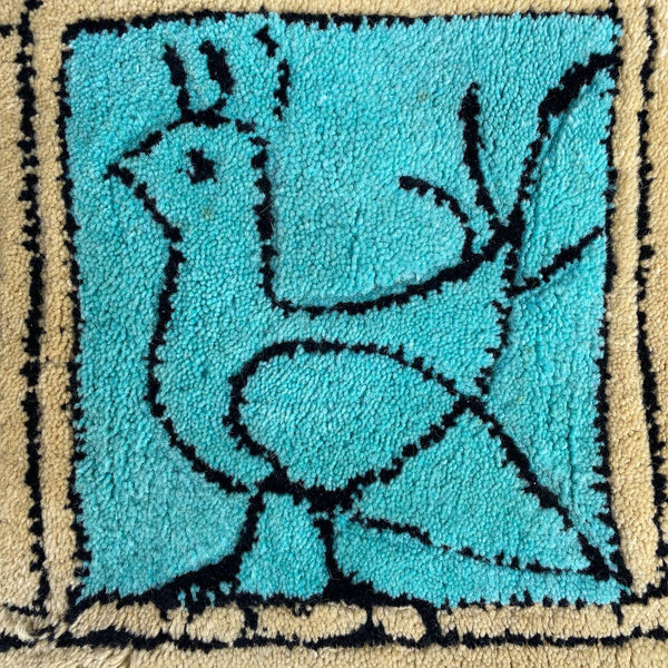 Mid-Century Modern Wool Bird Motif Carpet Rug, 1960’s