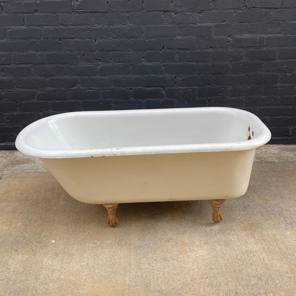 Vintage Porcelain & Steel Bath Tub with Claw Feet, c.1960’s