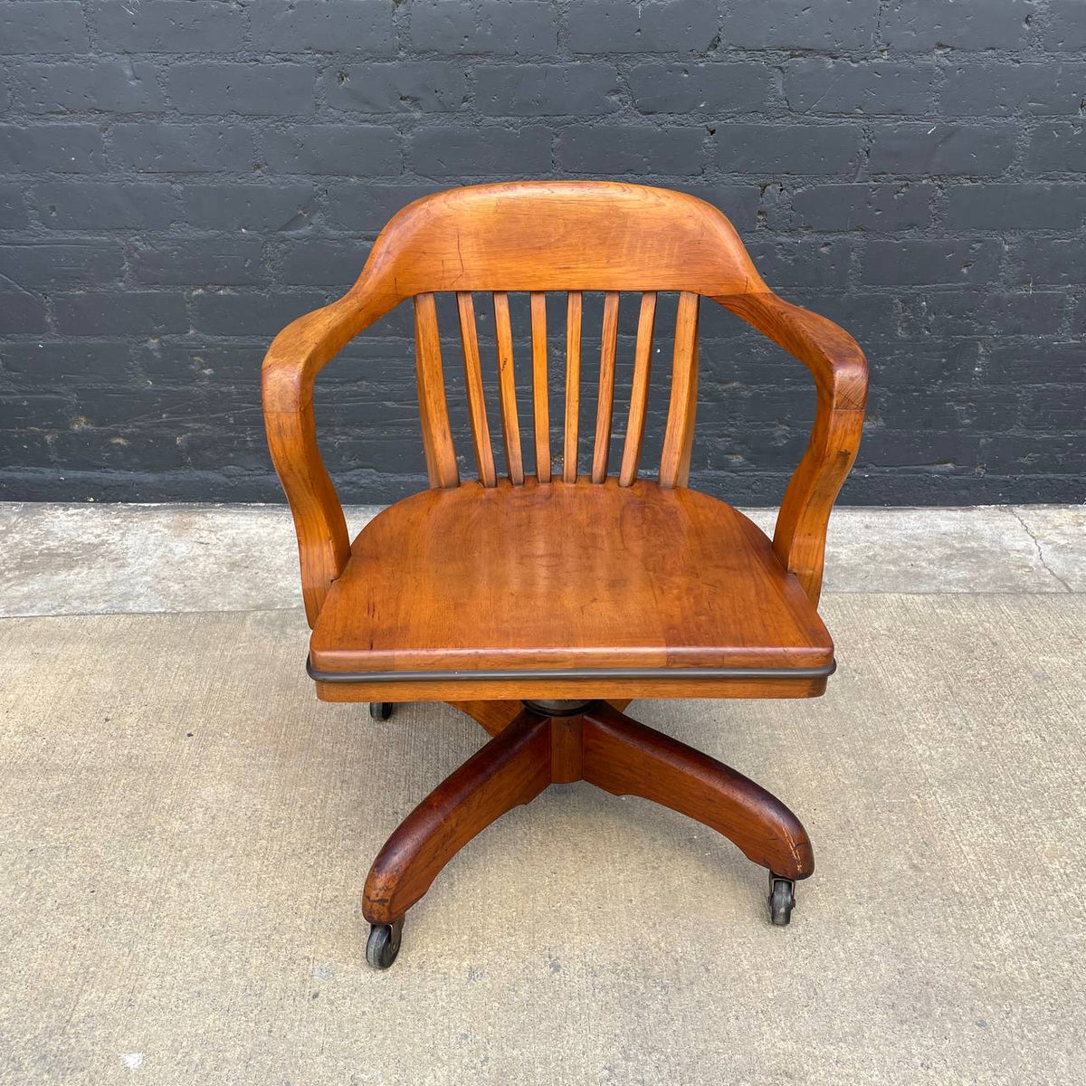 American Oak Swiveling Office Chair, c.1970's – Vintage Supply