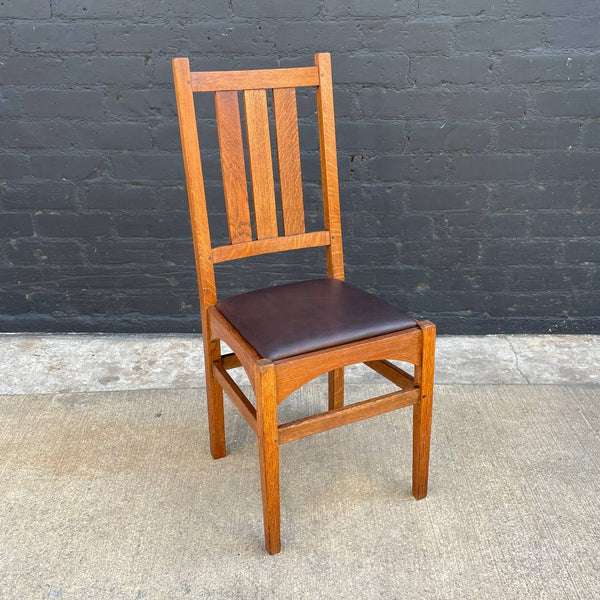 American Antique Mission Sculpted Oak Desk Chair by Stickley, c.1940’s