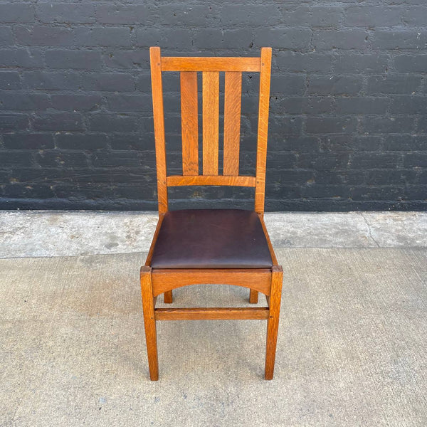 American Antique Mission Sculpted Oak Desk Chair by Stickley, c.1940’s
