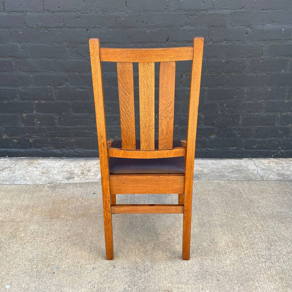 American Antique Mission Sculpted Oak Desk Chair by Stickley, c.1940’s