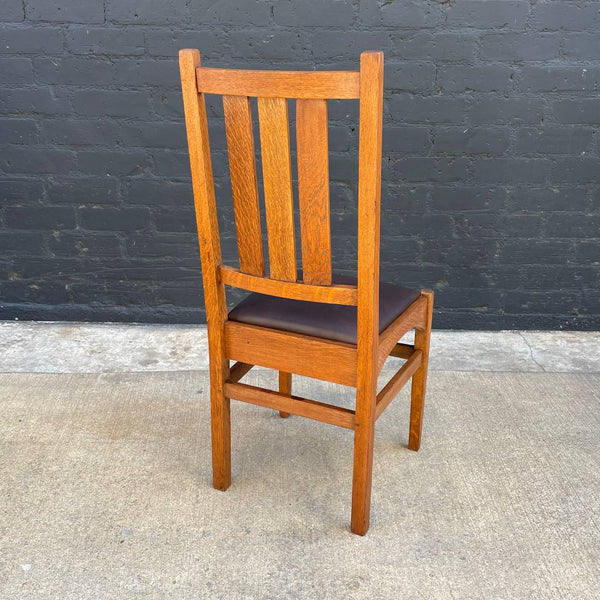 American Antique Mission Sculpted Oak Desk Chair by Stickley, c.1940’s