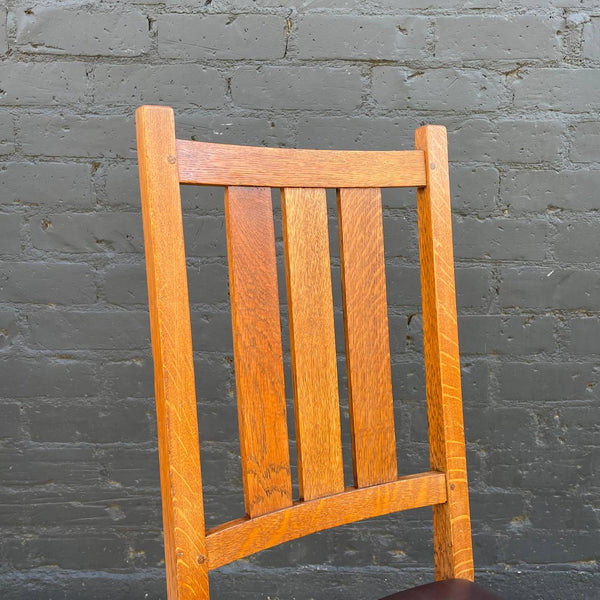 American Antique Mission Sculpted Oak Desk Chair by Stickley, c.1940’s