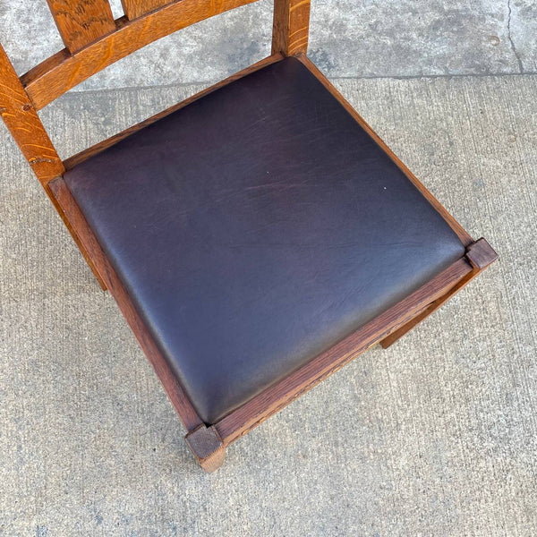 American Antique Mission Sculpted Oak Desk Chair by Stickley, c.1940’s