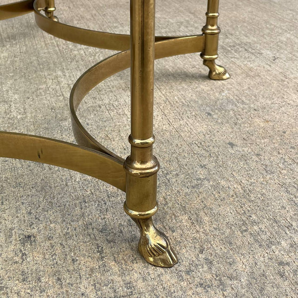 Vintage Italian Brass & Glass Coffee Table with Hoof Feet, c.1960’s