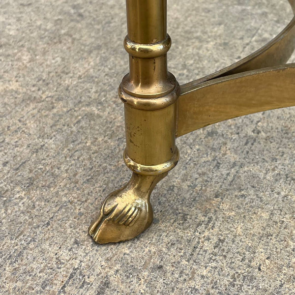 Vintage Italian Brass & Glass Coffee Table with Hoof Feet, c.1960’s