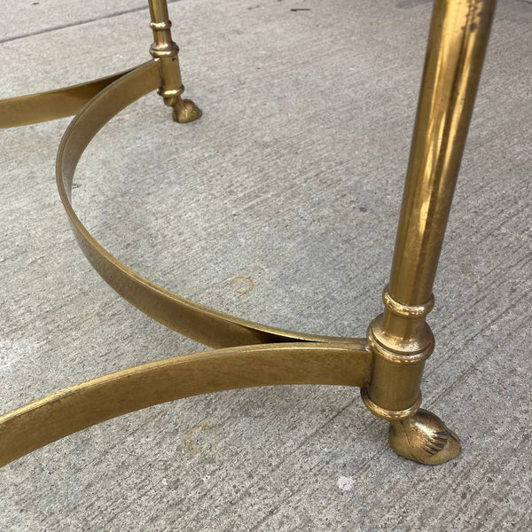 Vintage Italian Brass & Glass Coffee Table with Hoof Feet, c.1960’s