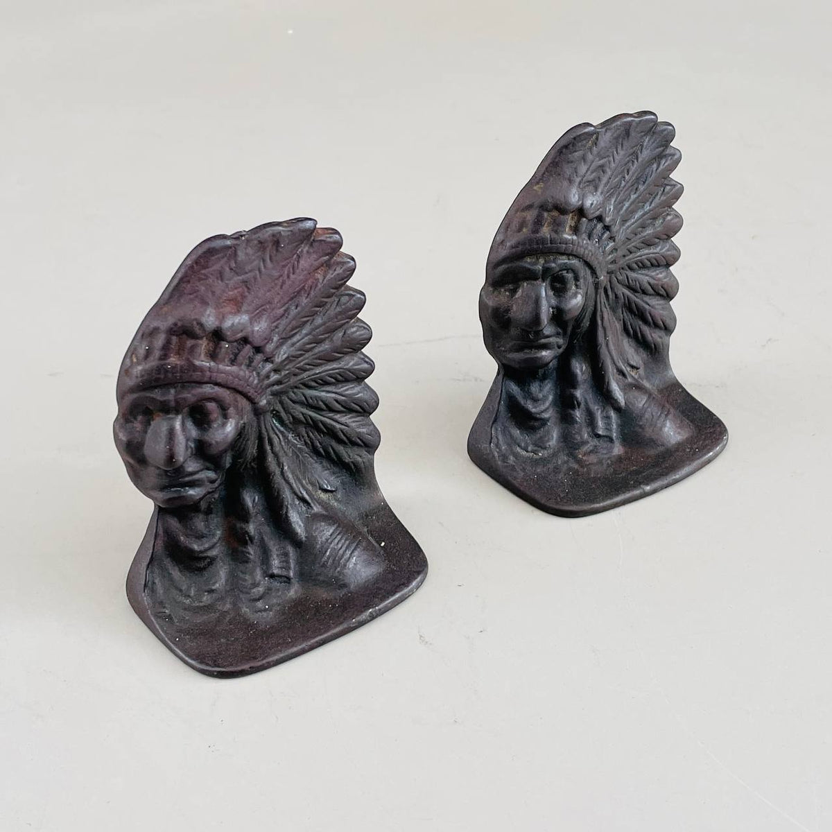 Vintage Clay Chalkware Native American Indian Sitting Chief