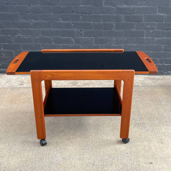 Mid-Century Danish Modern Sculpted Teak Expanding Serving Bar Cart, c.1960’s