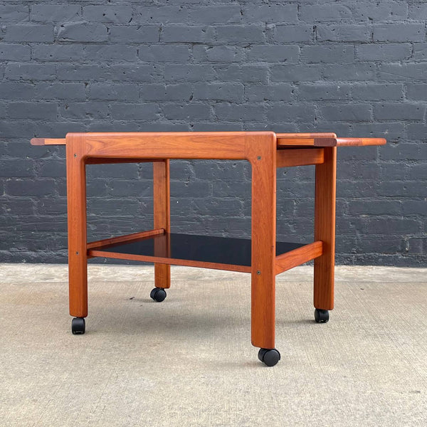 Mid-Century Danish Modern Sculpted Teak Expanding Serving Bar Cart, c.1960’s