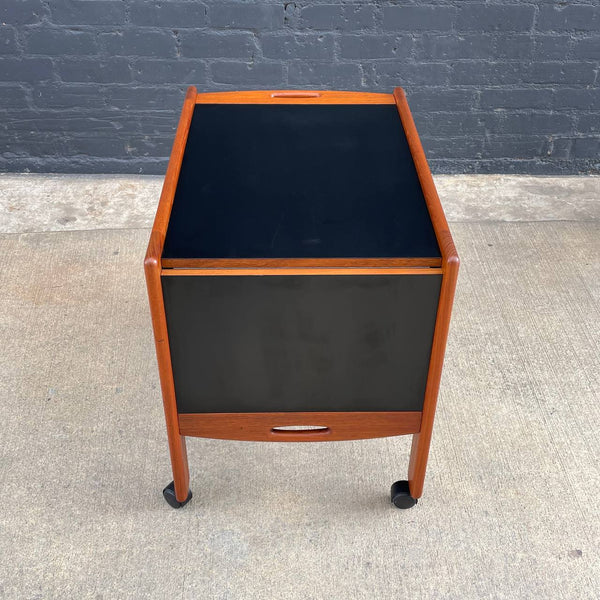 Mid-Century Danish Modern Sculpted Teak Expanding Serving Bar Cart, c.1960’s