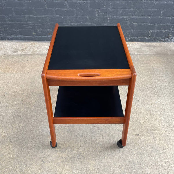 Mid-Century Danish Modern Sculpted Teak Expanding Serving Bar Cart, c.1960’s