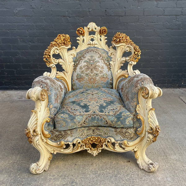 Pair of Antique Italian Wood Carved Lounge Chairs by Fratelli Radice, c.1960’s