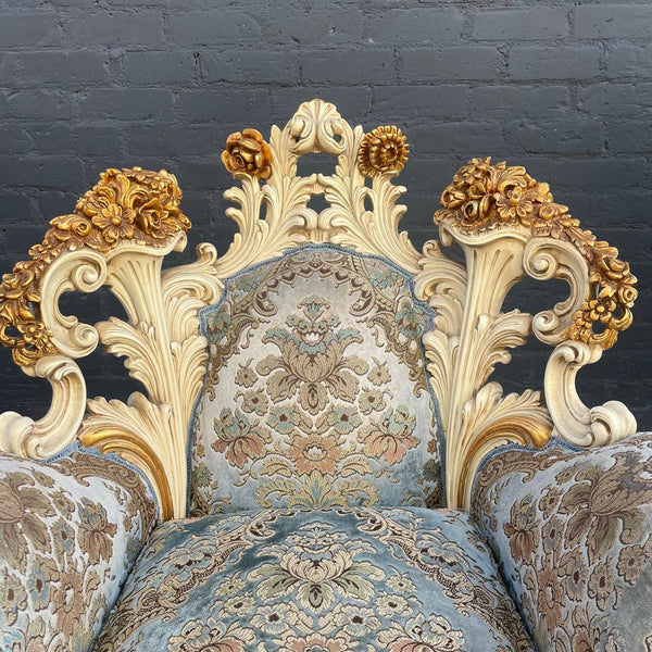 Pair of Antique Italian Wood Carved Lounge Chairs by Fratelli Radice, c.1960’s