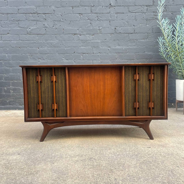 Vintage Mid-Century Modern Walnut Stereo Console Record Player Credenza, c.1960’s