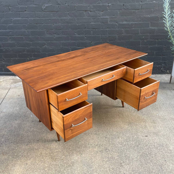 Vintage Mid-Century Modern Walnut Executive Desk by Ace-Hi Furniture, c.1950’s