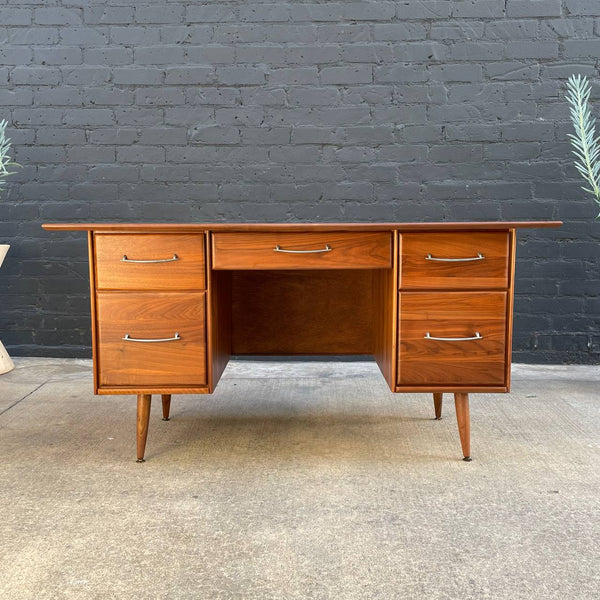 Vintage Mid-Century Modern Walnut Executive Desk by Ace-Hi Furniture, c.1950’s
