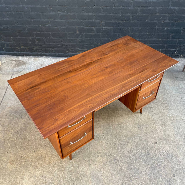 Vintage Mid-Century Modern Walnut Executive Desk by Ace-Hi Furniture, c.1950’s