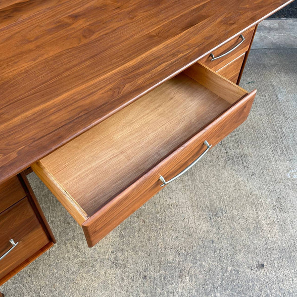 Vintage Mid-Century Modern Walnut Executive Desk by Ace-Hi Furniture, c.1950’s