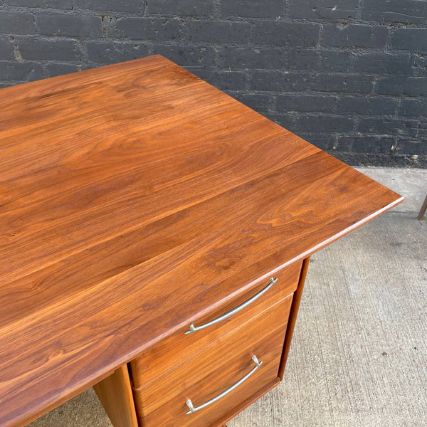 Vintage Mid-Century Modern Walnut Executive Desk by Ace-Hi Furniture, c.1950’s