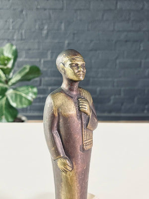 Egyptian Style Brass & Marble Figurative Sculpture