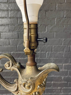 Pair of Hollywood Regency Lamps w/ Hobnail Amber Glass, c.1960’s
