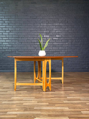Vintage Norwegian Modern Teak & Birch Drop Leaf Dining Table by Bendt Winge, c.1960’s