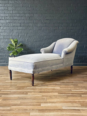 Vintage French Louis XVI Style Chaise Lounge w/ Fluted Legs, c.1950’s