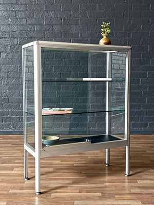 Vintage Post Modern Aluminum & Glass Bookcase Shelf Unit, c.1980’s