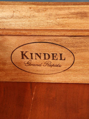American Colonial Revival Cherry Wood & Brass Eight-Drawer Dresser by Kindel, c.1950's