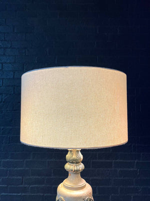 Pair of Antique Italian Neoclassical Carved Wood Urn Table Lamps w/ Draped Garlands, c.1920’s