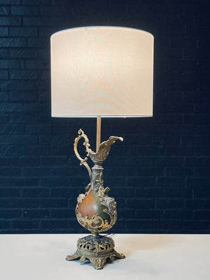 Pair of French Rococo Style Gilt Metal Table Lamps, c.1930’s