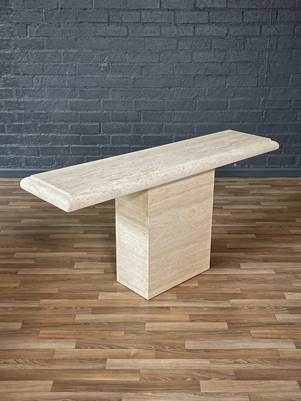 Vintage Post Modern Travertine Stone Console Table, c.1970’s