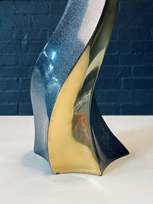 Mid-Century Sculptural Spiral Glazed & Polished Brass Table Lamp, c.1970’s