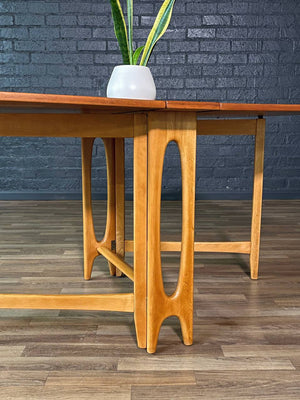 Vintage Norwegian Modern Teak & Birch Drop Leaf Dining Table by Bendt Winge, c.1960’s
