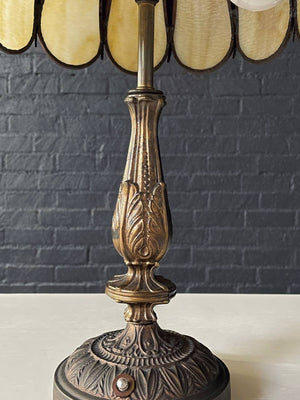 Vintage Art Deco Style Table Lamp with Tiffany Style Shade, c.1960’s