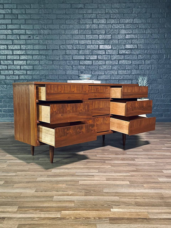 Mid-Century Modern 9-Drawer Walnut Dresser, c.1960’s