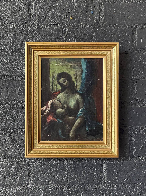 Signed Vintage European Expressionist Madonna & Child Oil Painting, c.1960’s