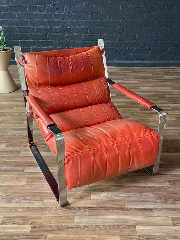 Pair of Mid-Century Modern Chrome & Leather Lounge Chairs, c.1970’s
